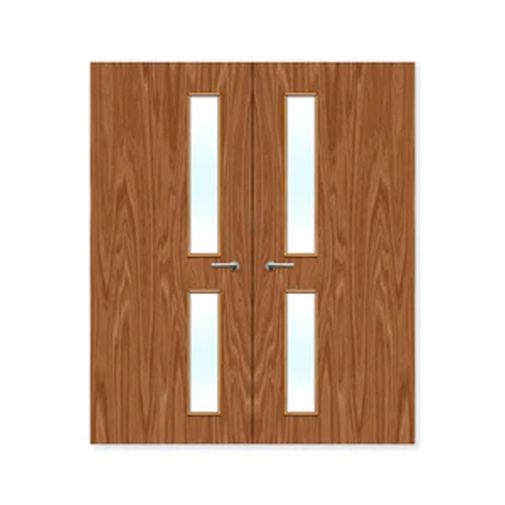 FDR 16G Bespoke External Plywood Paint Grade Glazed Double FD30 Fire Doors