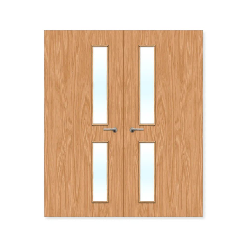 FDR 16G Bespoke Internal Plywood Paint Grade Glazed Double FD30 Fire Doors