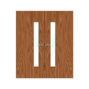 FDR 25G Bespoke External Plywood Paint Grade Glazed Double FD60 Fire Doors