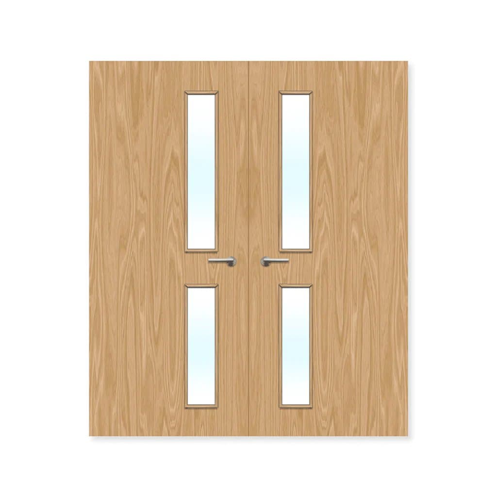 FDR 16G Internal Plywood Paint Grade Glazed Double FD30 Fire Doors
