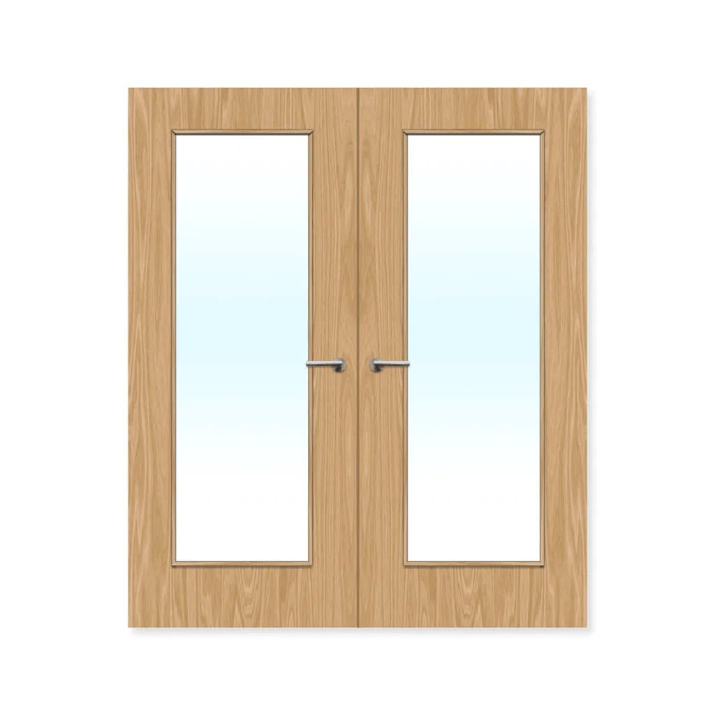 FDR 19G Internal Plywood Paint Grade Glazed Double FD30 Fire Doors